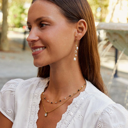 Penelope Slender Pearl Drop Earrings