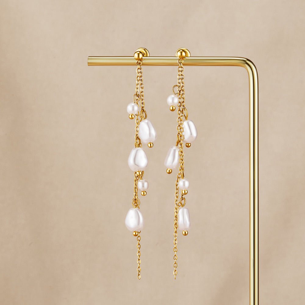 Penelope Slender Pearl Drop Earrings