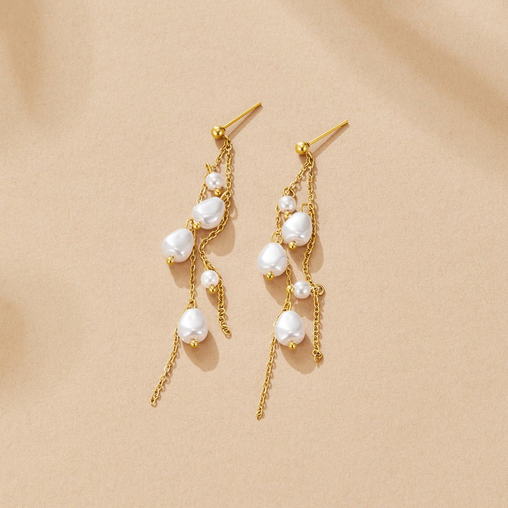 Penelope Slender Pearl Drop Earrings