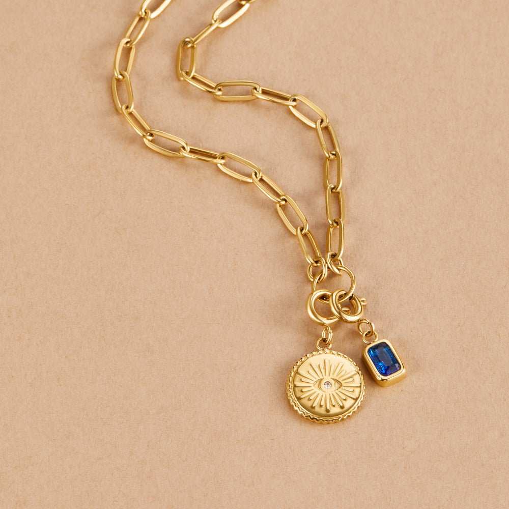 Pia Chain-Link Charm Layering Necklace Set