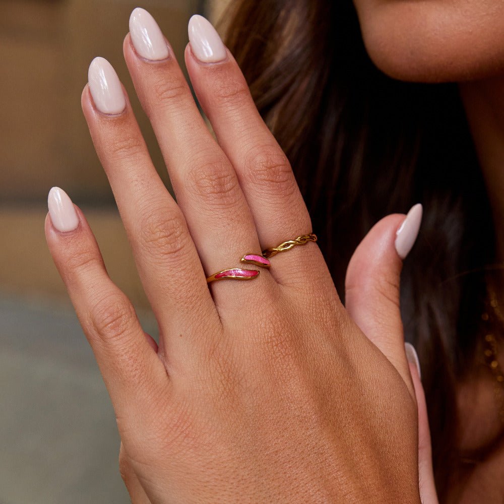 Blush Pink Crystal Curved Open Wrap Ring