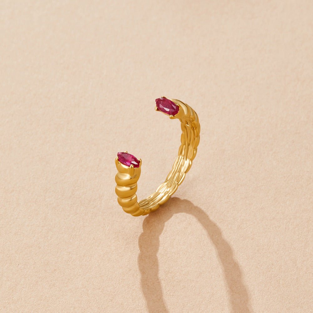 Adjustable Cuff Ring with a Soft Pink Crystal