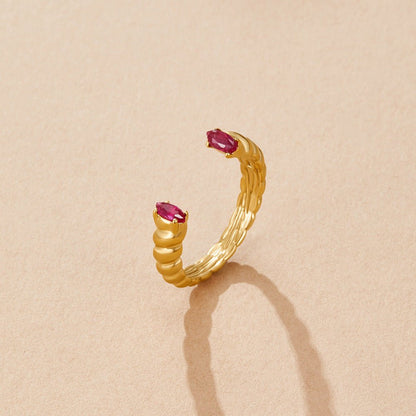 Adjustable Cuff Ring with a Soft Pink Crystal