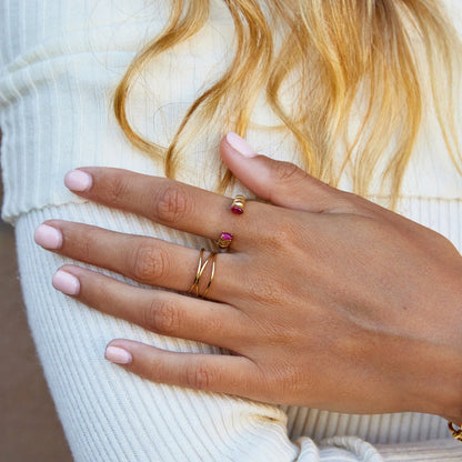 Adjustable Cuff Ring with a Soft Pink Crystal