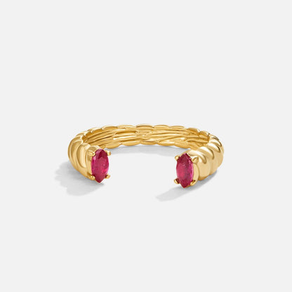 Adjustable Cuff Ring with a Soft Pink Crystal