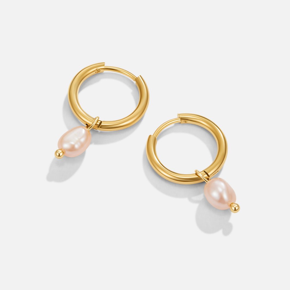 Bella Hoops with Soft Pink Freshwater Pearl