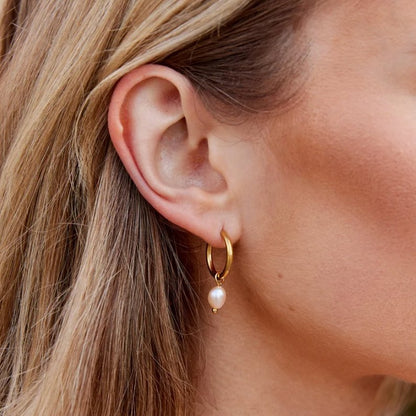Bella Hoops with Soft Pink Freshwater Pearl