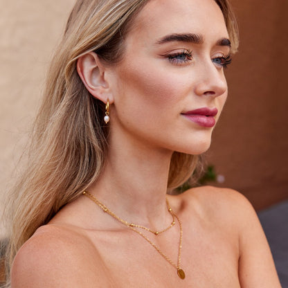 Bella Hoops with Soft Pink Freshwater Pearl