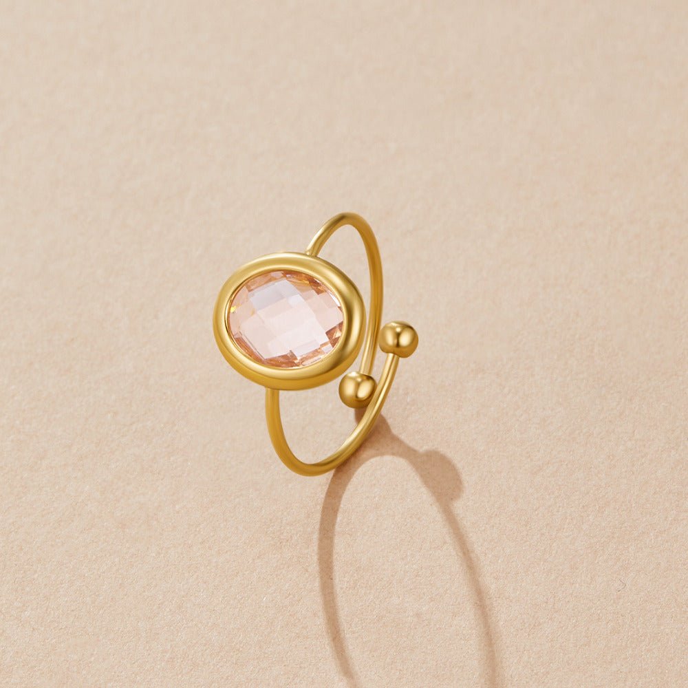 Blush Pink Crystal Gold-Tone Band Ring