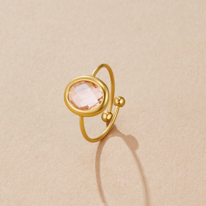 Blush Pink Crystal Gold-Tone Band Ring