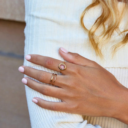 Blush Pink Crystal Gold-Tone Band Ring