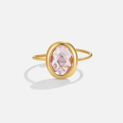Blush Pink Crystal Gold-Tone Band Ring