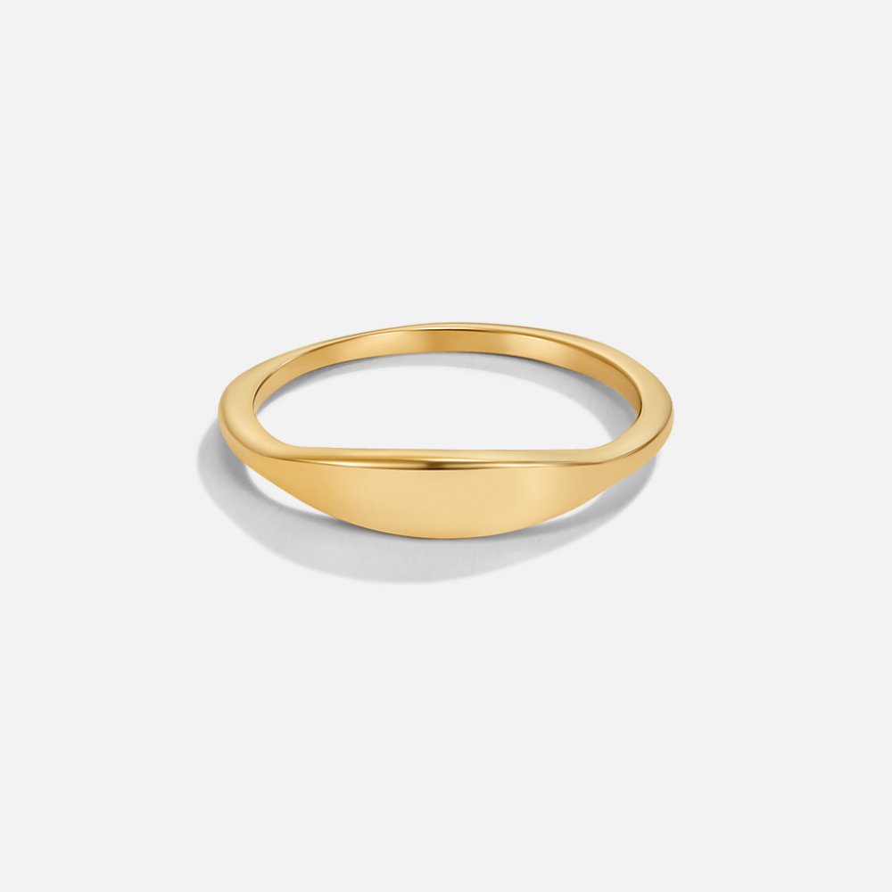 Pipa Small Oval Face Gold-Tone Signet Ring