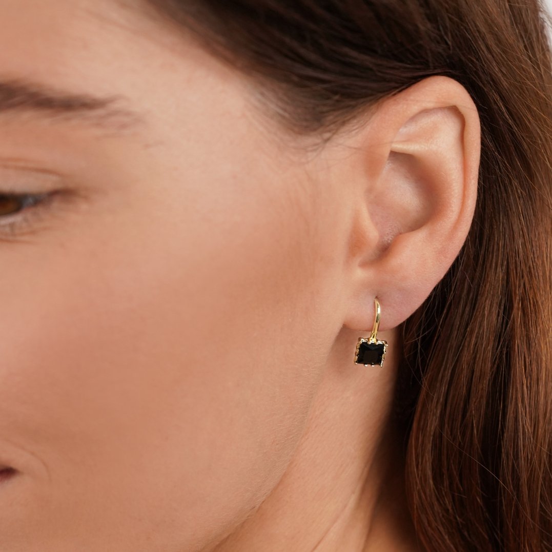 Piper Drop Earrings in Deep Black Crystal