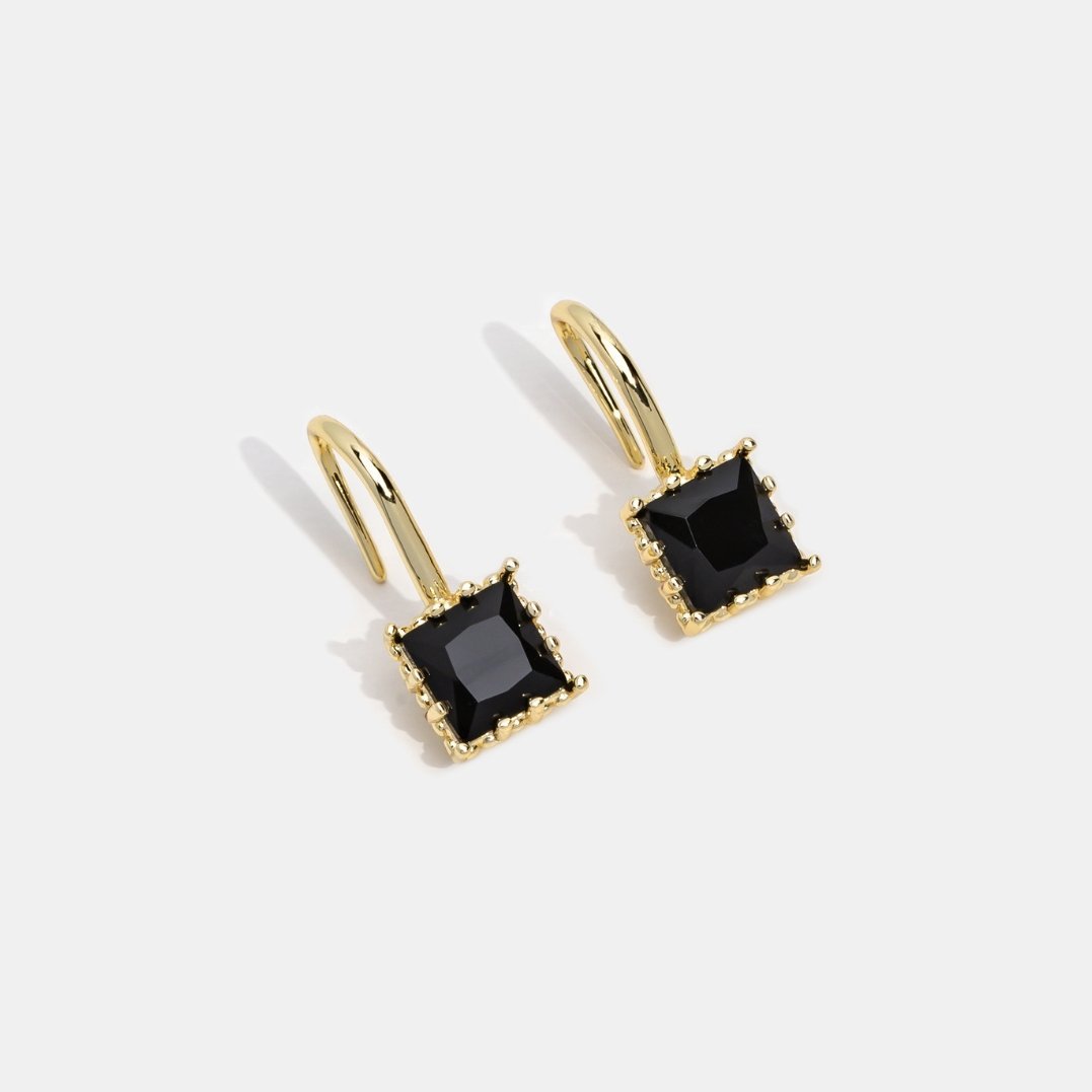 Piper Drop Earrings in Deep Black Crystal