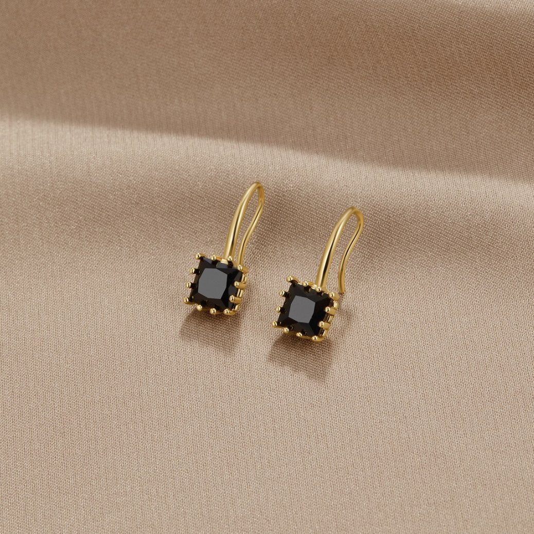 Piper Drop Earrings in Deep Black Crystal