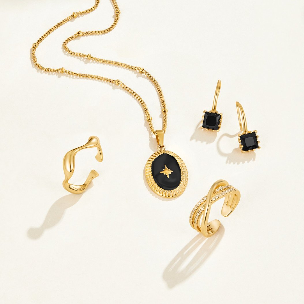 Piper Drop Earrings in Deep Black Crystal