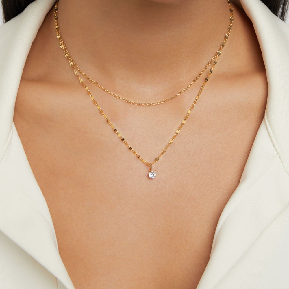 Piya Crystal-Touched Doubled Chain Necklace