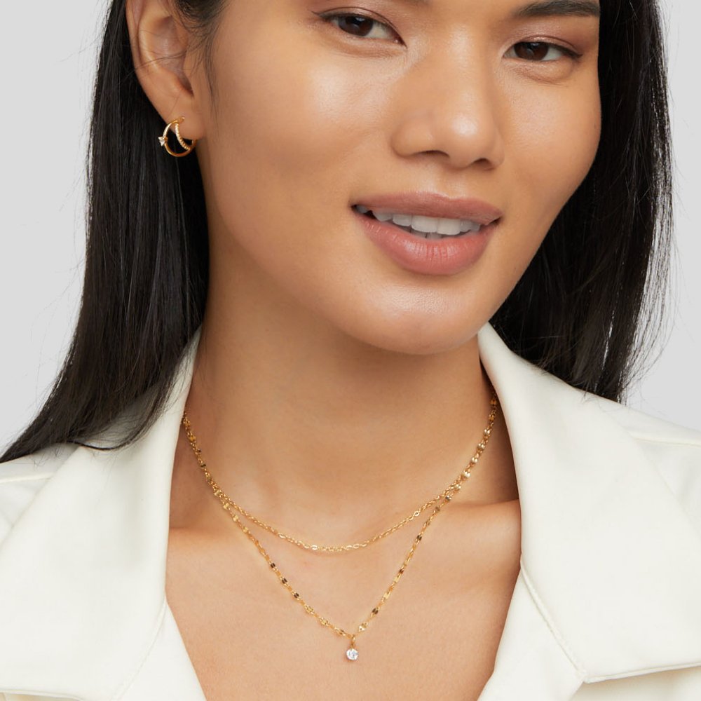 Piya Crystal-Touched Doubled Chain Necklace