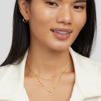 Piya Crystal-Touched Doubled Chain Necklace