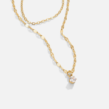 Piya Crystal-Touched Doubled Chain Necklace