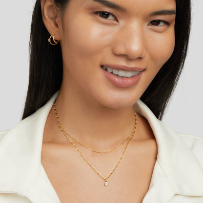 Piya Crystal-Touched Doubled Chain Necklace