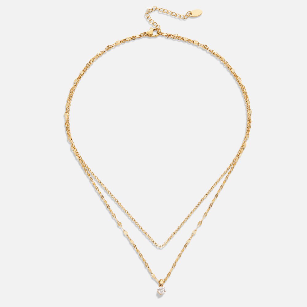 Piya Crystal-Touched Doubled Chain Necklace