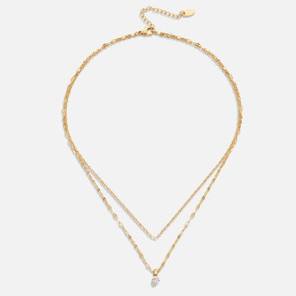 Piya Crystal-Touched Doubled Chain Necklace