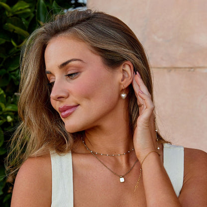 Delicate Heart and Pearl Hoop Earrings
