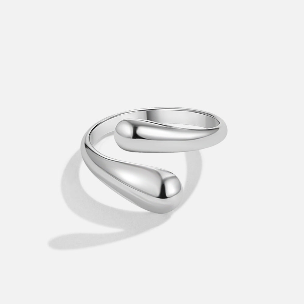 Raven Open Wrap Silver-Tone Curved Ring