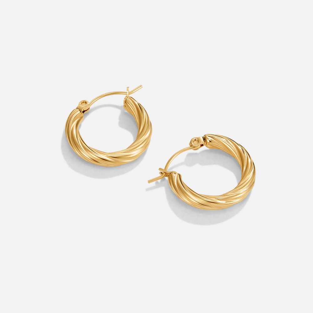 Raya Gently Twisted Narrow Hoop Earrings
