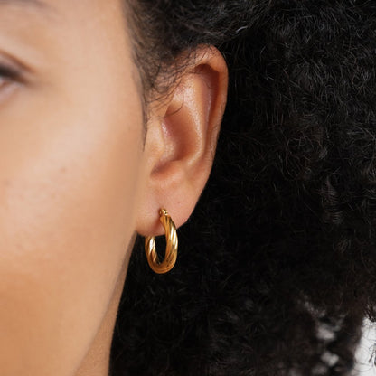 Raya Gently Twisted Narrow Hoop Earrings