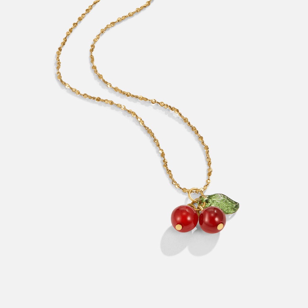 Little Red Cherry Charm Pendant Necklace