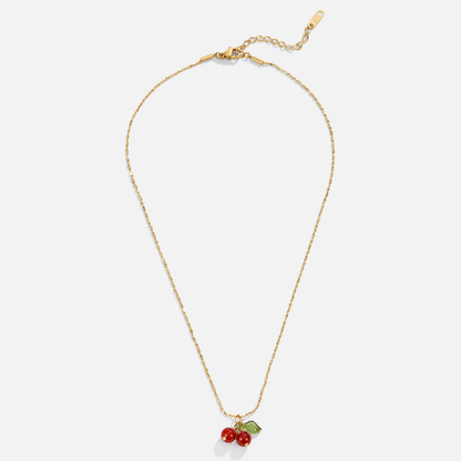 Little Red Cherry Charm Pendant Necklace