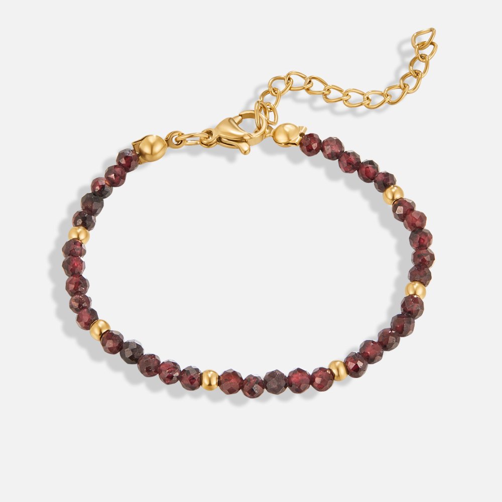 Deep Claret Red Round Bead Strand Bracelet