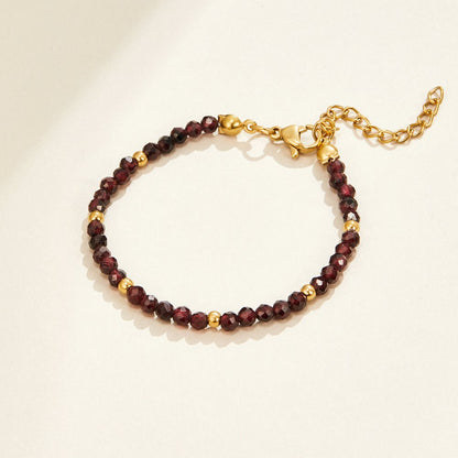 Deep Claret Red Round Bead Strand Bracelet