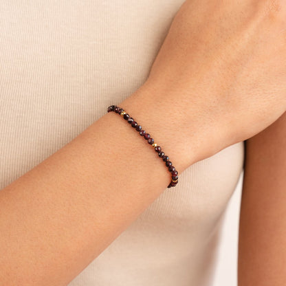 Deep Claret Red Round Bead Strand Bracelet