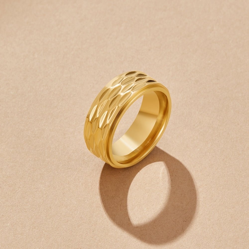 Rene Wide Weighted Gold-Tone Chunky Band Ring