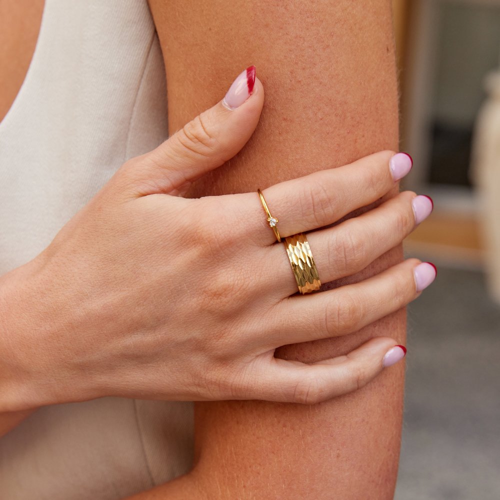 Rene Wide Weighted Gold-Tone Chunky Band Ring