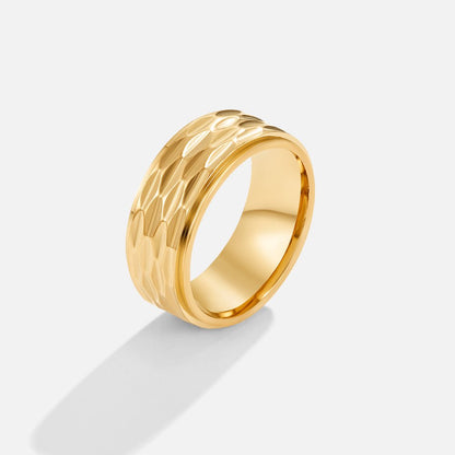 Rene Wide Weighted Gold-Tone Chunky Band Ring