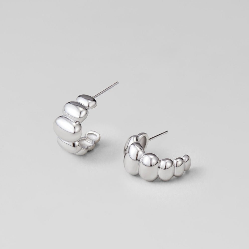 Rene Rounded Silver-Tone Dome Stud Earrings