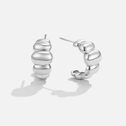 Rene Rounded Silver-Tone Dome Stud Earrings