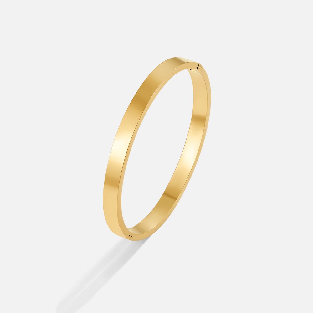 Rina Warm Polished Gold-Tone Round Bangle