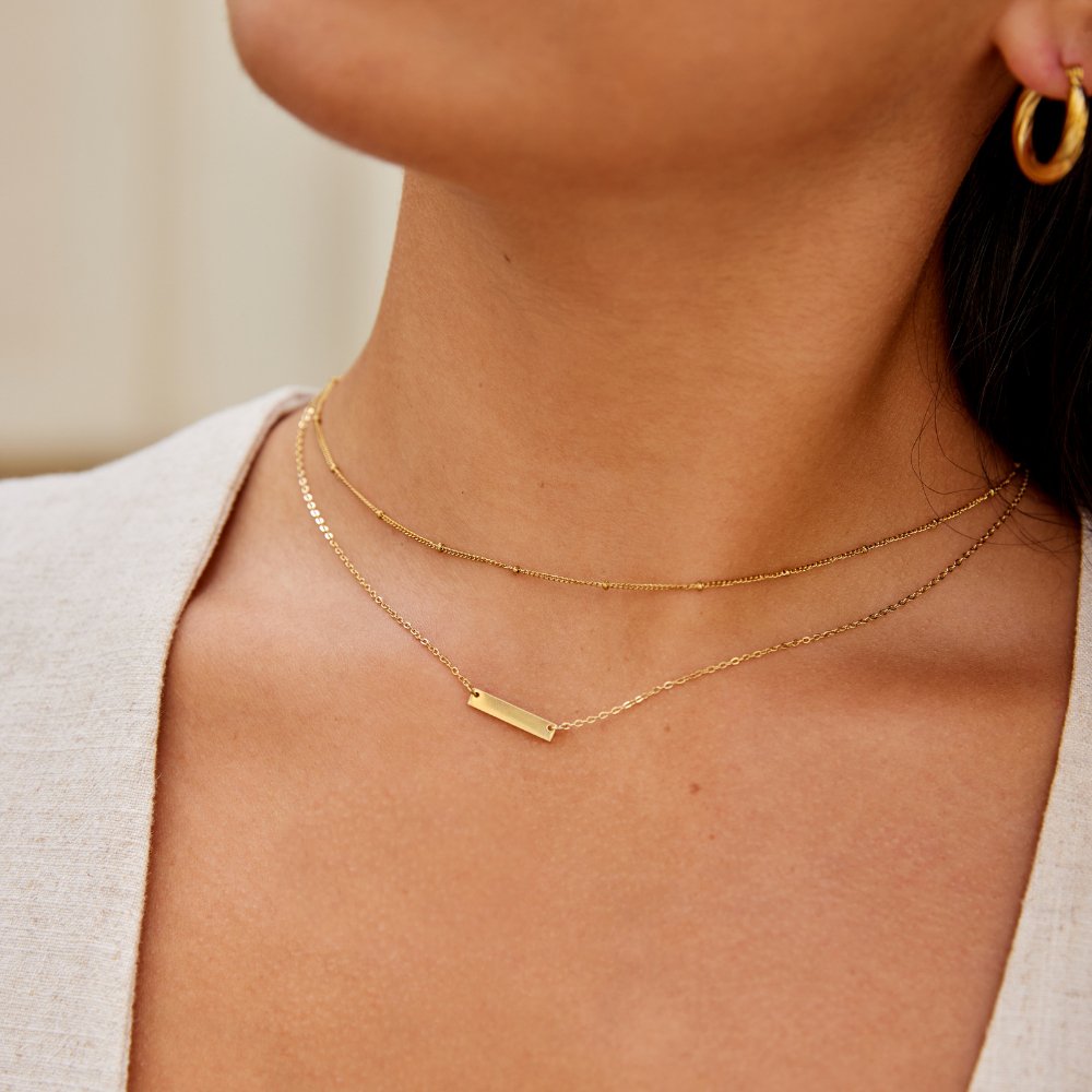 Rina Horizontal Bar Gold-Tone Chain Necklace