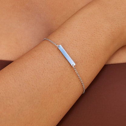 Rina Plain Bar Silver-Tone Chain Bracelet
