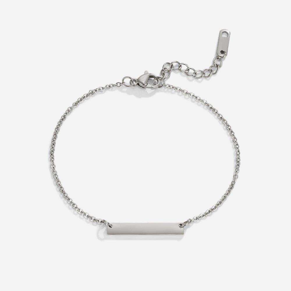 Rina Plain Bar Silver-Tone Chain Bracelet