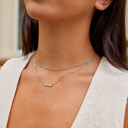 Rina Flat Bar Silver-Tone Pendant Necklace