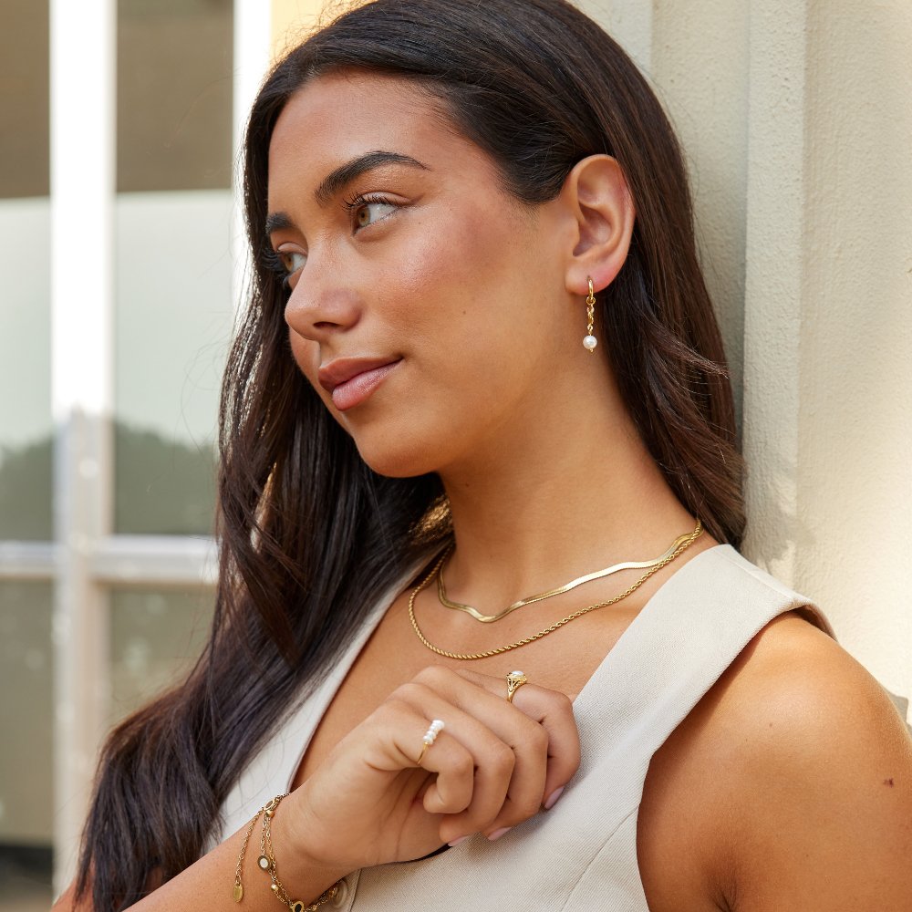 Rini Falling Pearl Bead Tassel Drop Earrings
