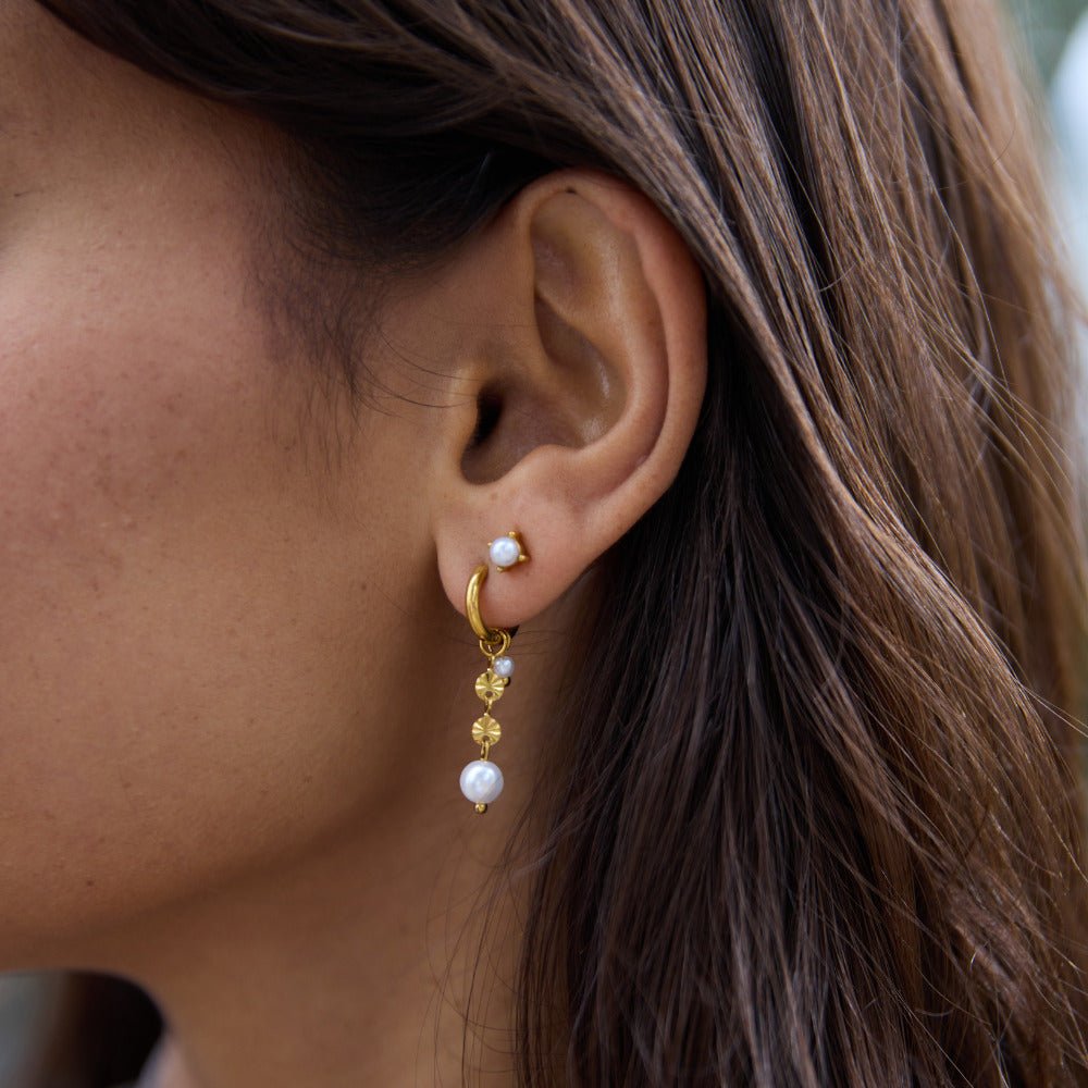 Rini Falling Pearl Bead Tassel Drop Earrings