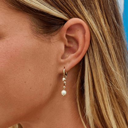 Rini Falling Pearl Bead Tassel Drop Earrings